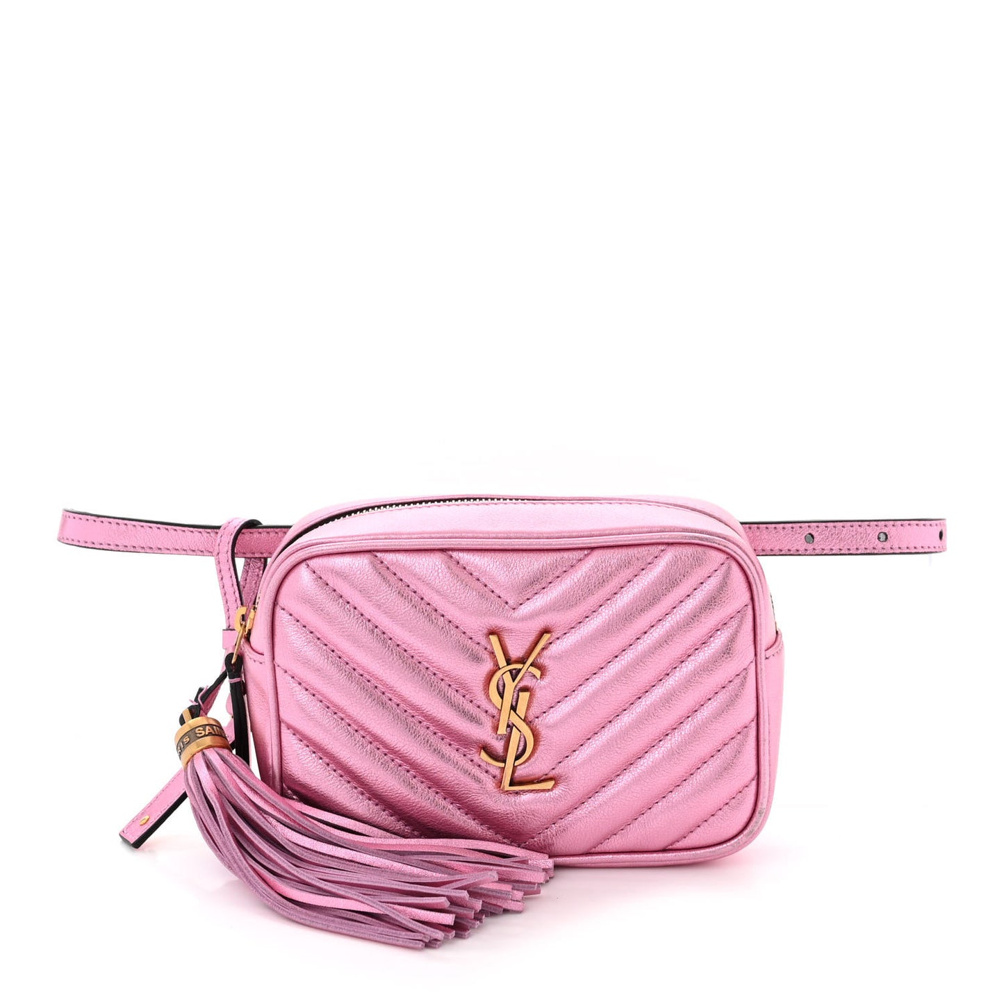 Metallic Calfskin Matelasse Monogram Lou Belt Bag Vegas Pink
