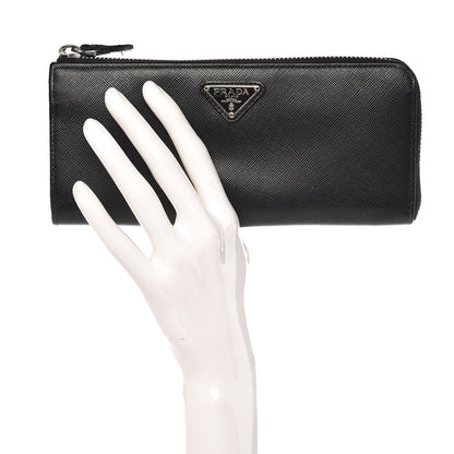 Prada Saffiano Zip Around Wallet Nero Black 2 of 13