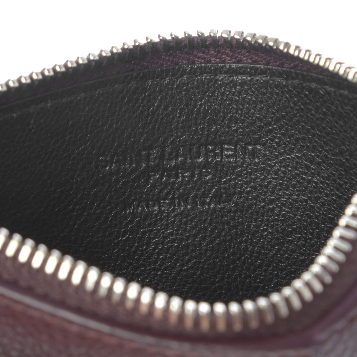 Saint Laurent Grained Calfskin 5 Fragments Zip Pouch Card Holder Bordeaux 6 of 8