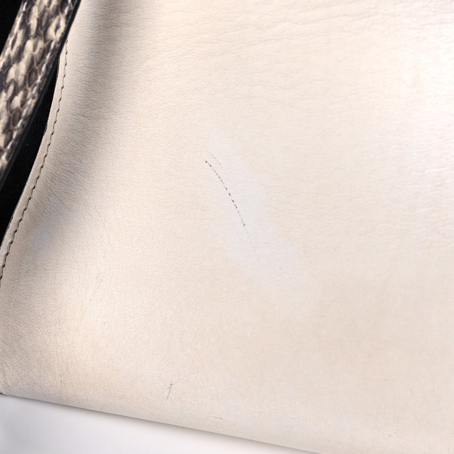 Calfskin Suede Whipsnake Medium Trapeze Black White