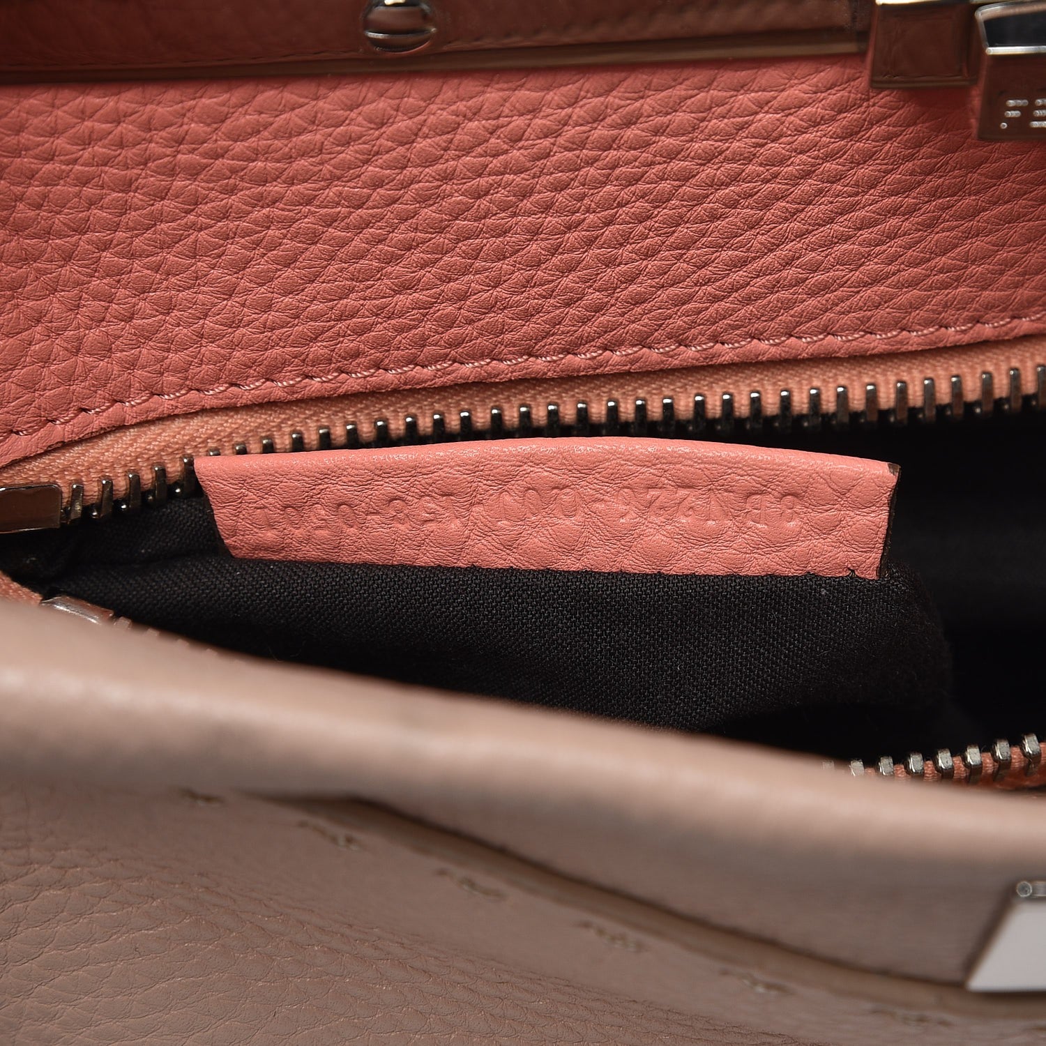 Fendi Cuoio Romano Selleria Bi-Color Medium Peekaboo Iconic Satchel Rosa Plaster Pesca 8 of 10