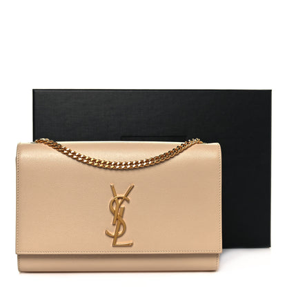 Saint Laurent Grain De Poudre Medium Monogram Kate Satchel Nude Powder 13 of 13
