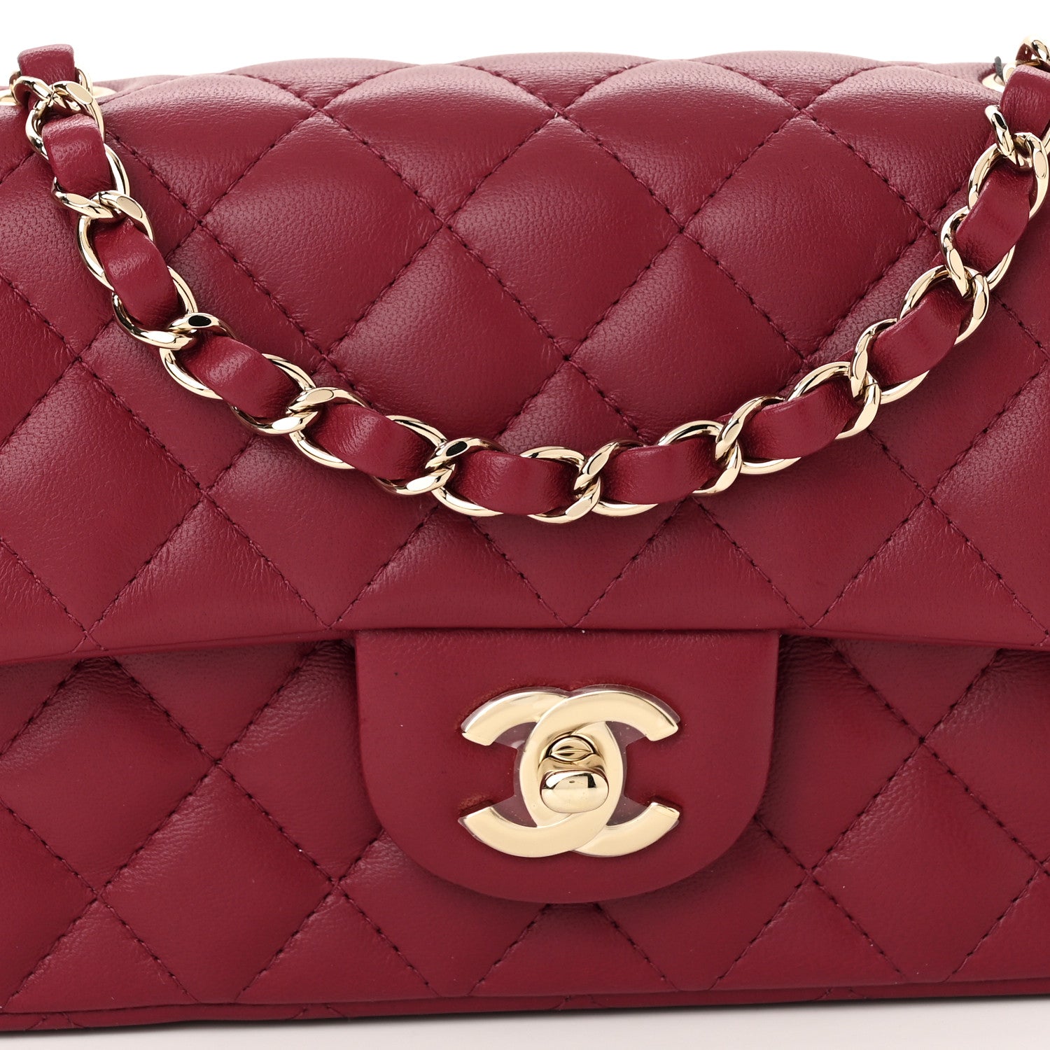 Chanel Lambskin Quilted Mini Rectangular Flap Burgundy 8 of 10