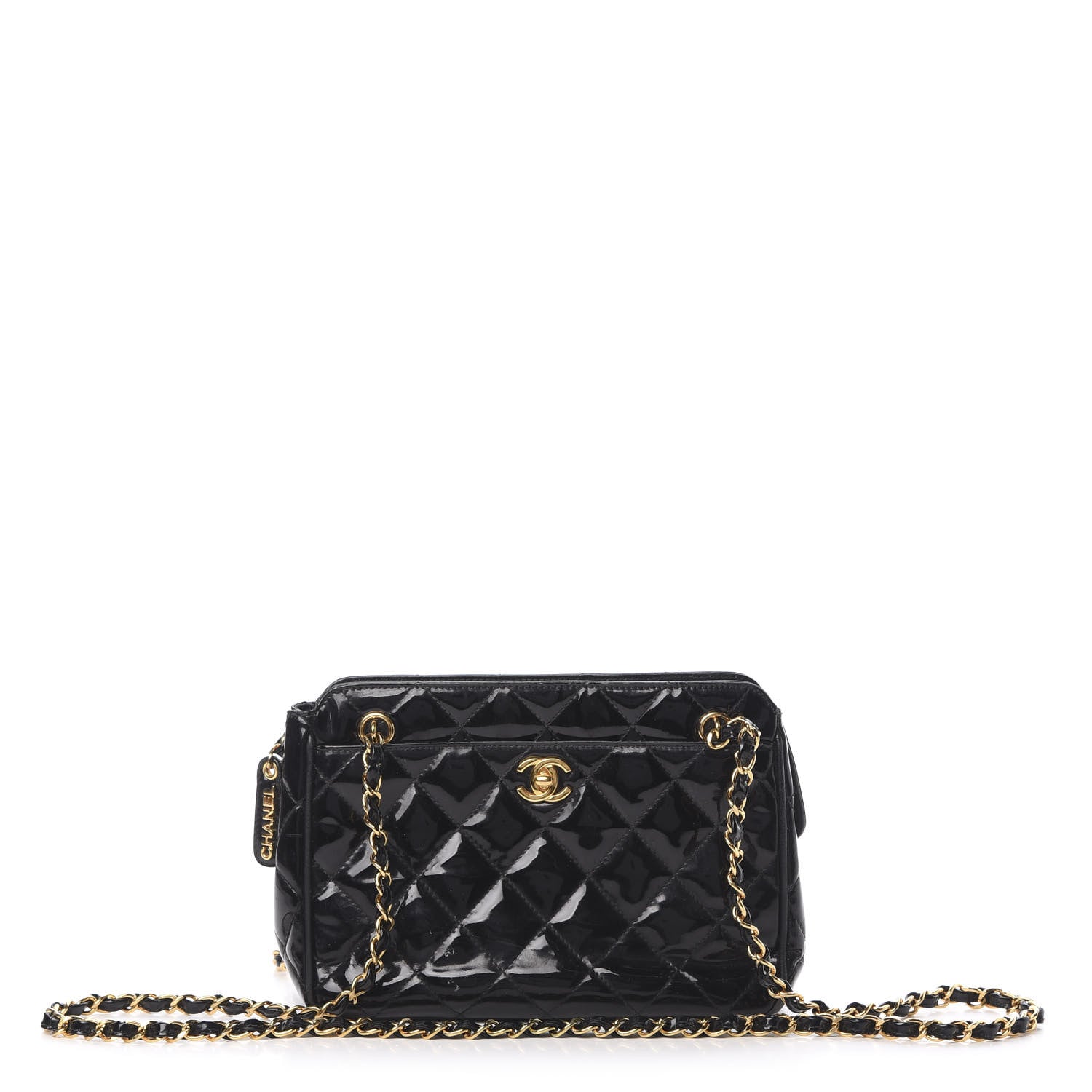 Chanel Patent Quilted Camera Case Black 1 of 16