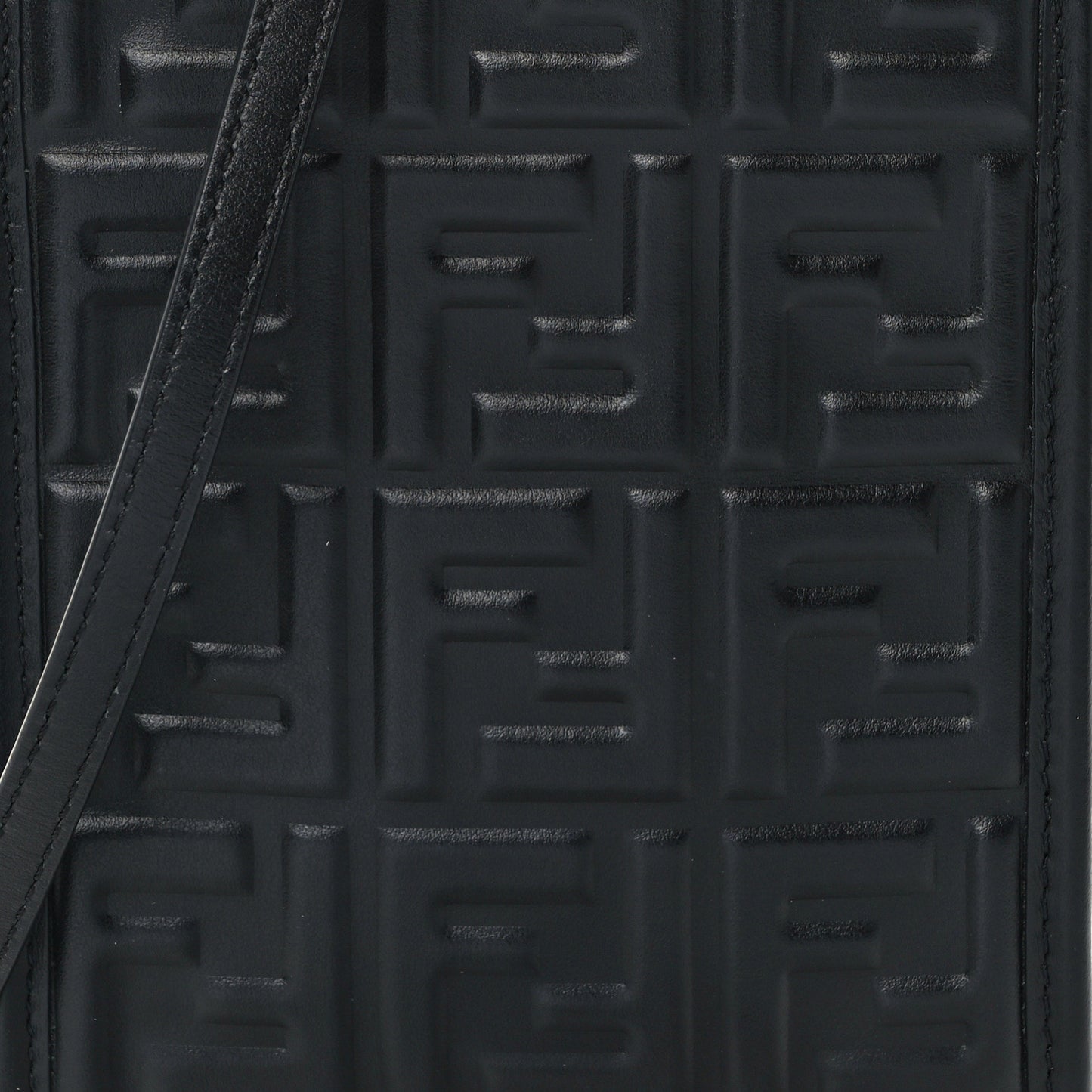 Vitello Plexiglass FF Embossed Mini Fendi Sunshine Shopper Tote Black