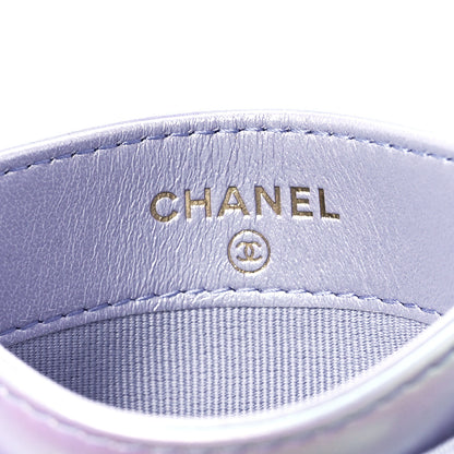 Chanel Iridescent Calfskin Quilted Chanel 19 Card Holder Light Purple 6 of 13