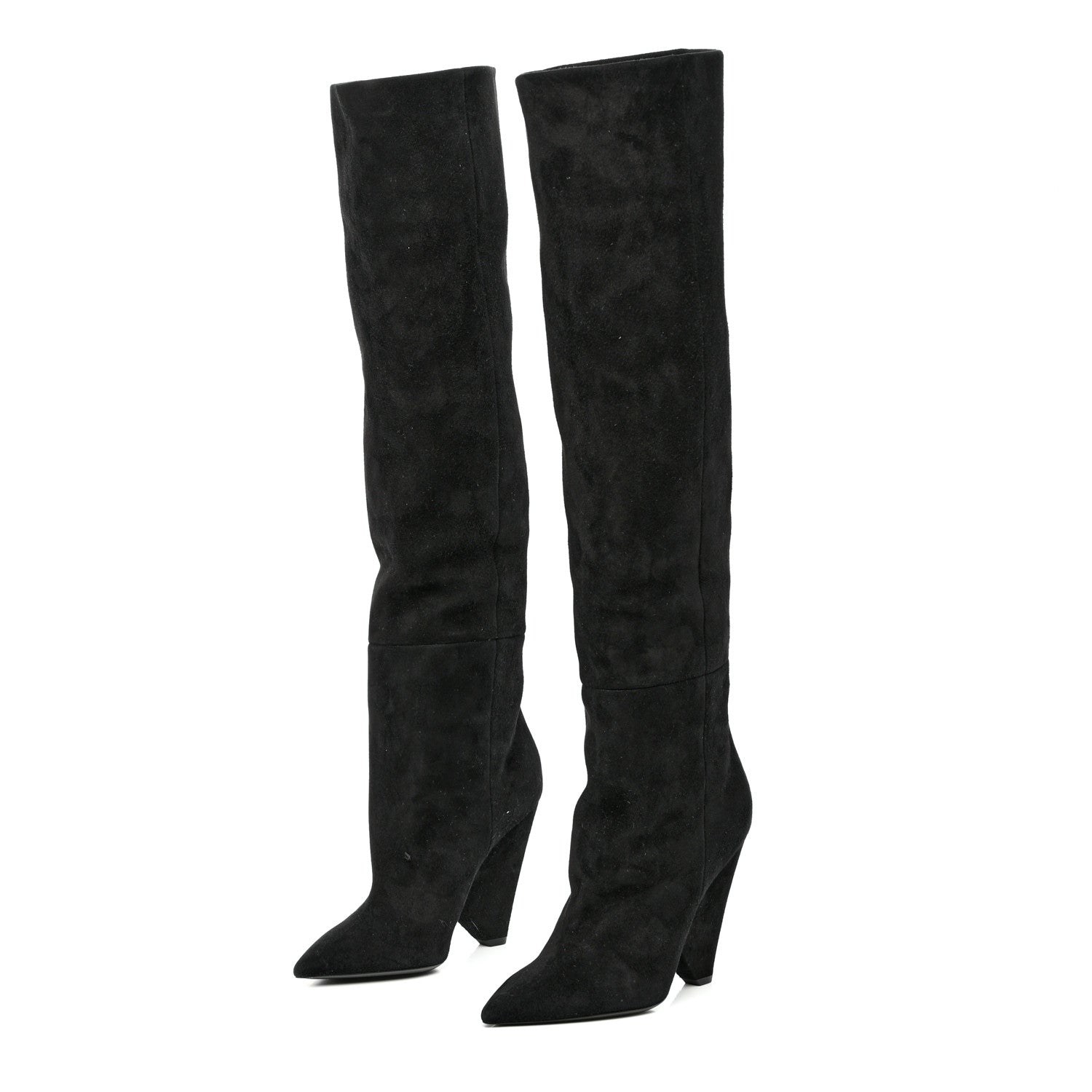 Saint Laurent Suede Niki 105 Thigh High Boots 36.5 Black 3 of 10