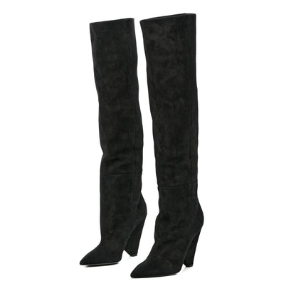 Saint Laurent Suede Niki 105 Thigh High Boots 36.5 Black 3 of 10