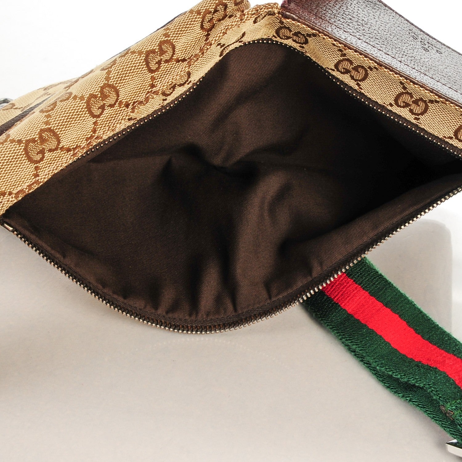 Gucci GG Monogram Web Double Pocket Belt Bag Dark Brown 5 of 7