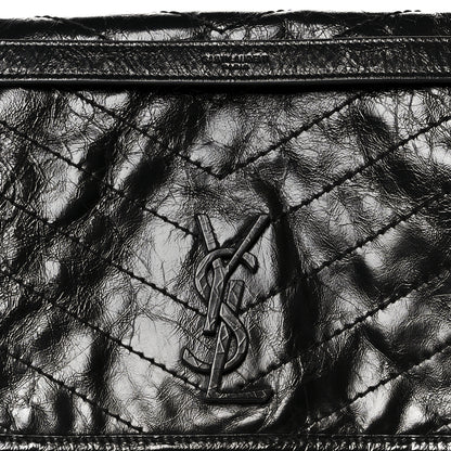 Saint Laurent Crinkled Calfskin Matelasse Monogram Large Niki Chain Satchel Black 9 of 12