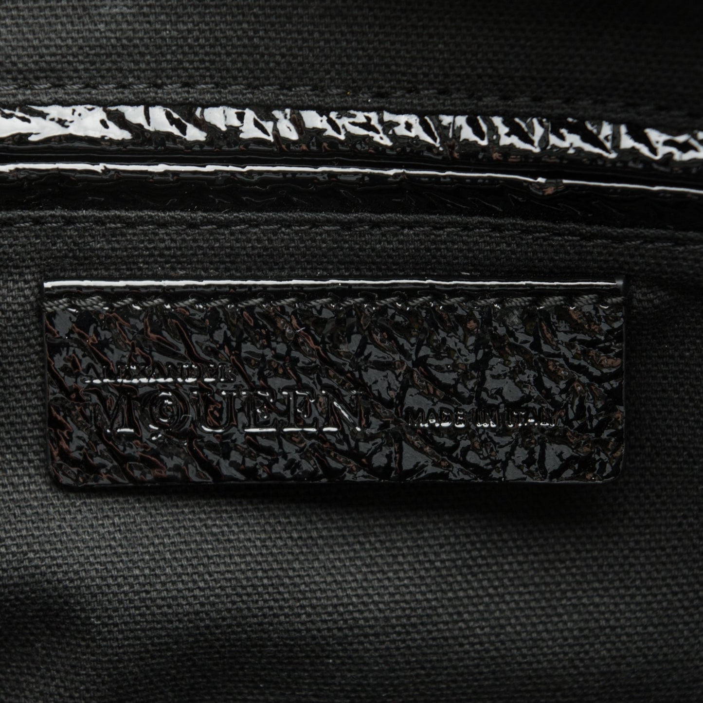 Patent Small Eyelet Padlock Skull Tote Black