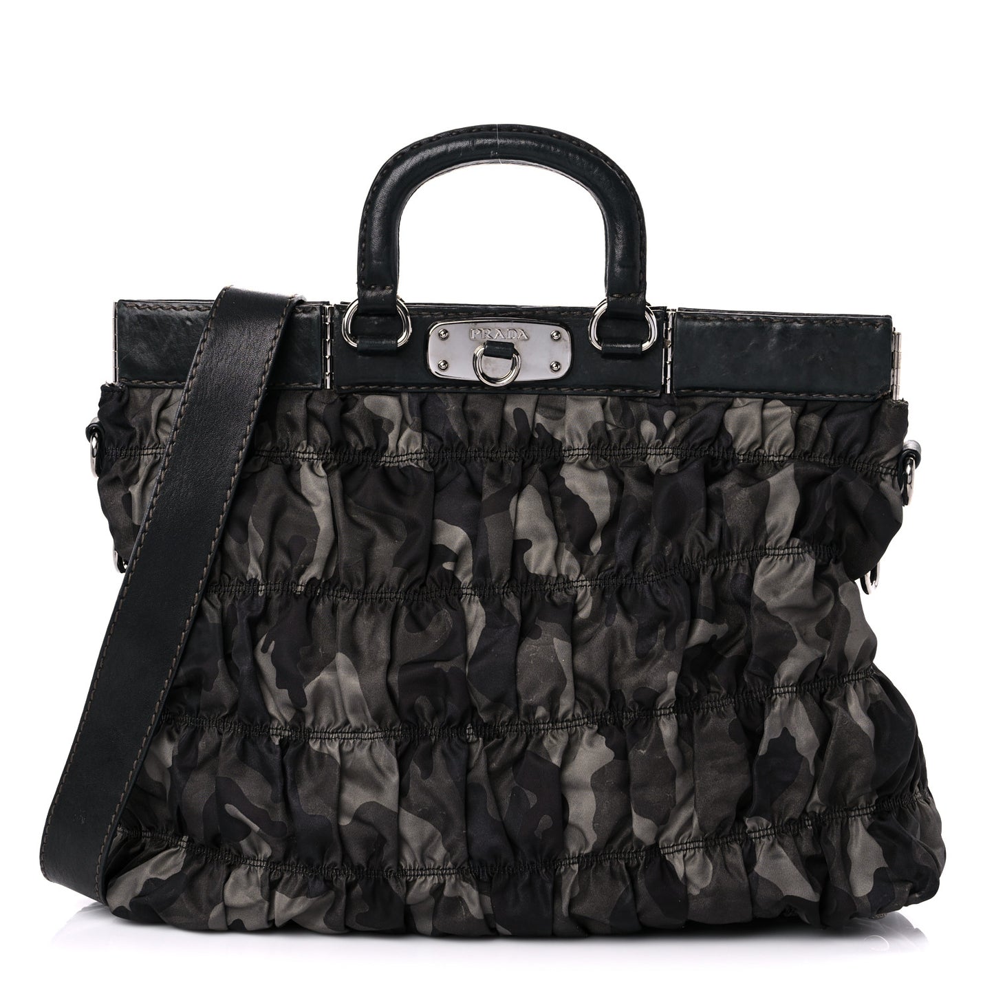 Tessuto Nylon Gaufre Camouflage Tote Fumo