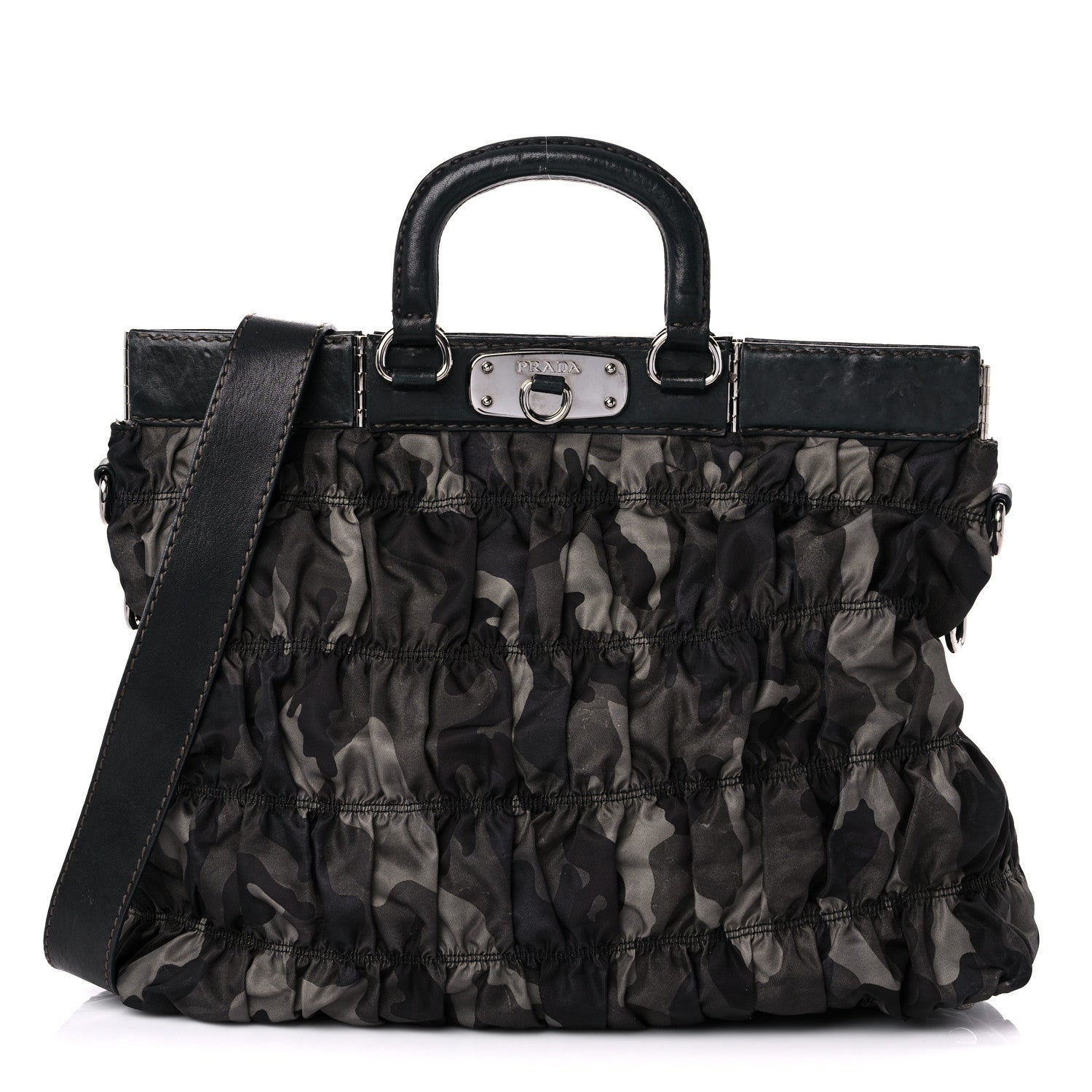 Prada Tessuto Nylon Gaufre Camouflage Tote Fumo 1 of 26