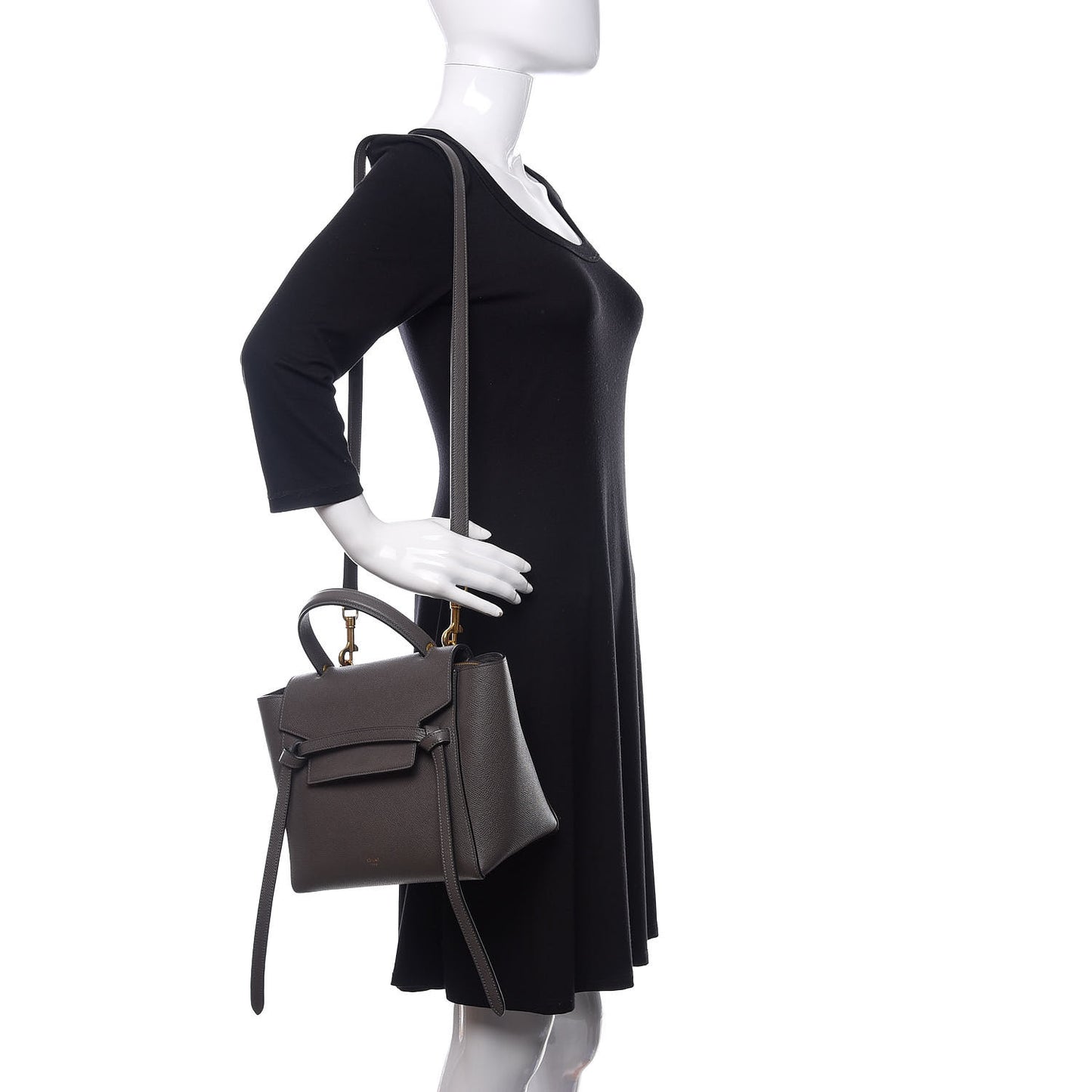 Grained Calfskin Micro Belt Bag Grey