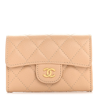 Chanel Caviar Quilted Flap Card Holder Wallet Beige 1 of 12