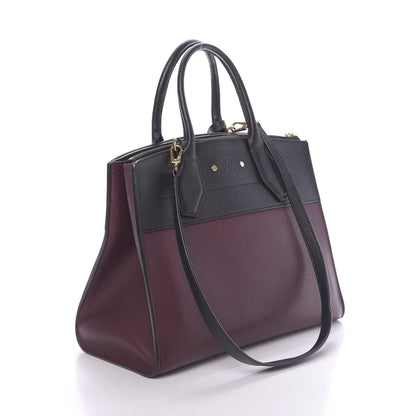 Louis Vuitton Calfskin City Steamer MM Burgundy Black 2 of 13