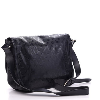 Gucci Imprime Monogram Medium Double Buckle Flap Messenger Bag Navy 2 of 9