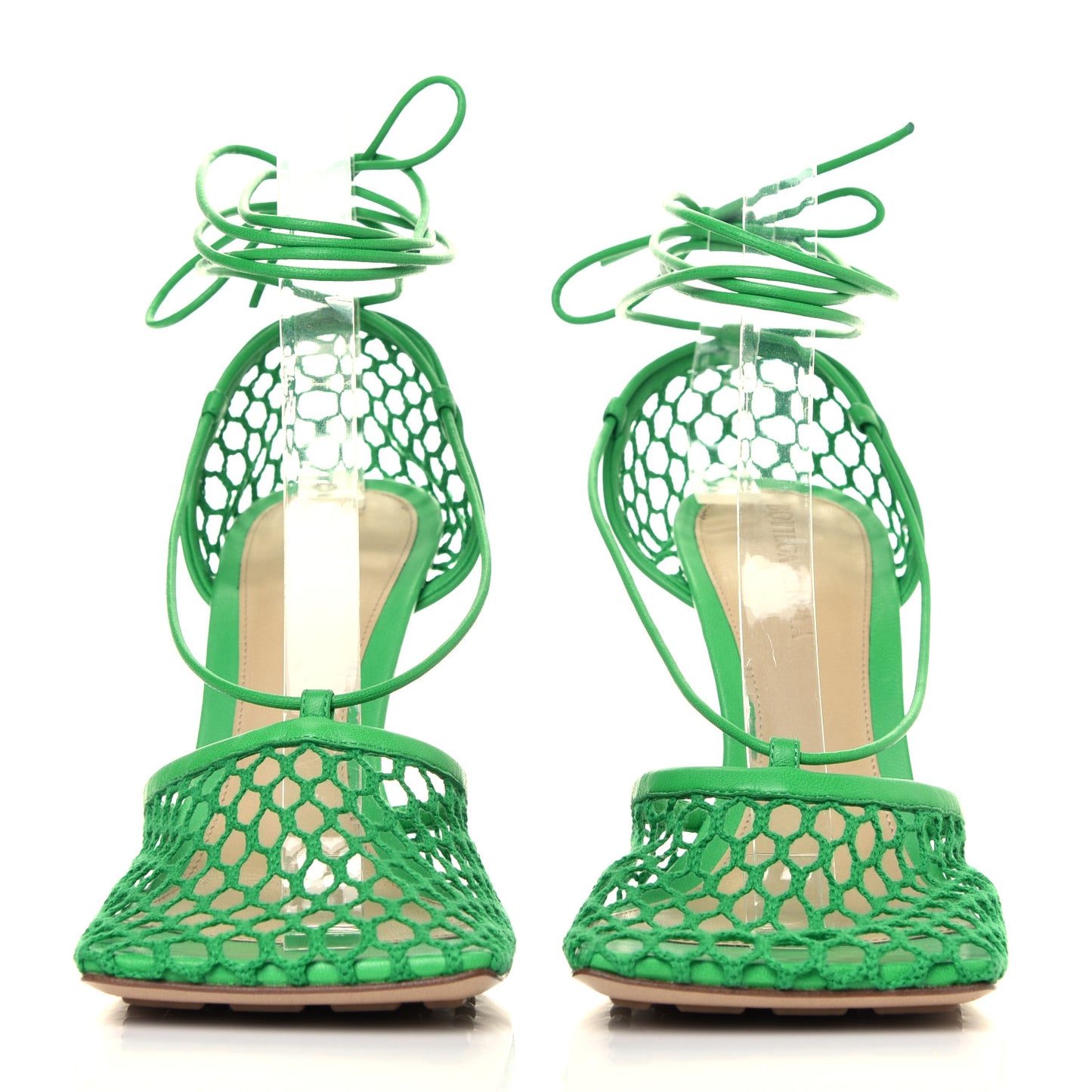 Mesh Nappa Stretch Ankle Tie 90mm Sandals 38 Grass