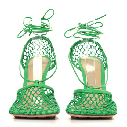 Bottega Veneta Mesh Nappa Stretch Ankle Tie 90mm Sandals 38 Grass 2 of 6