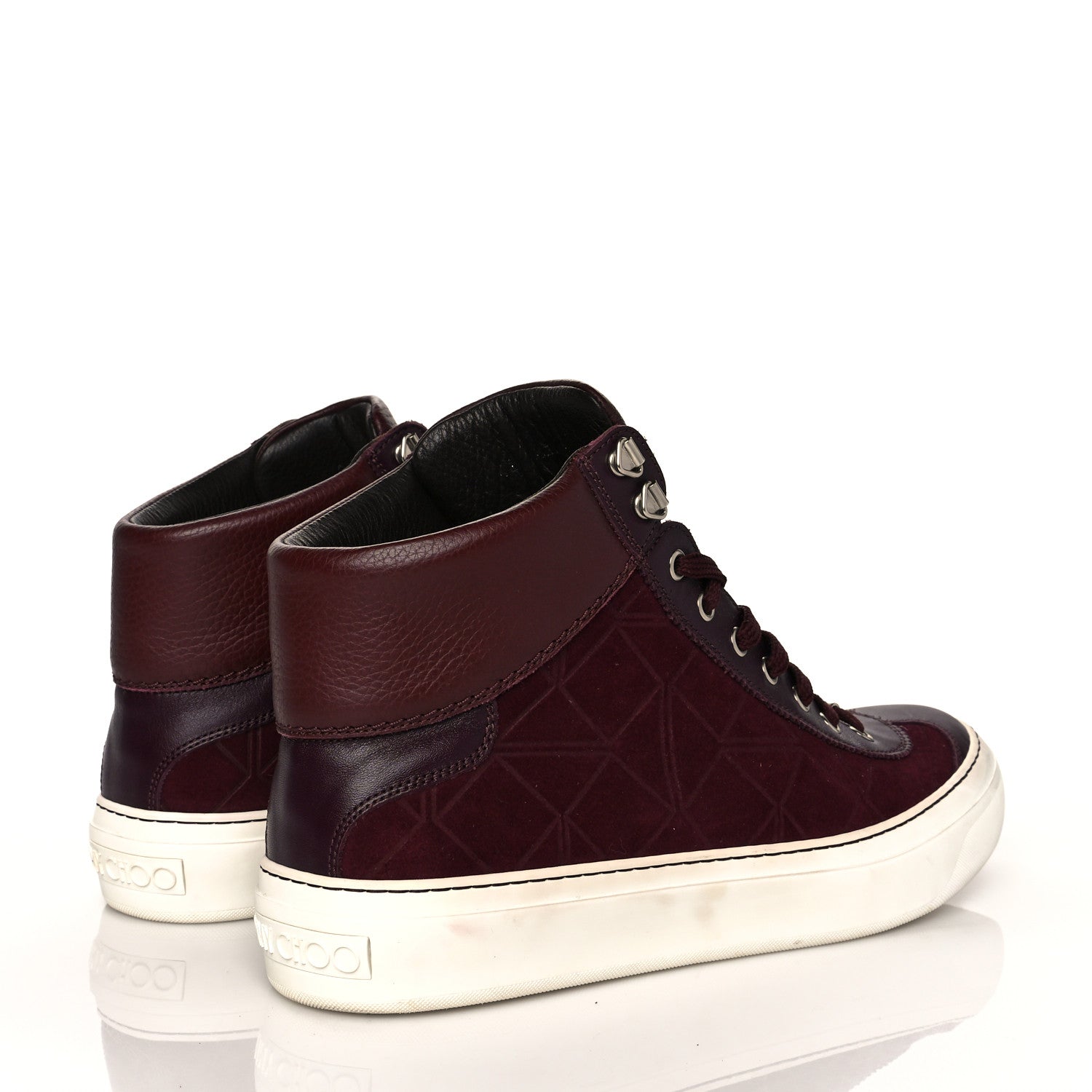 Jimmy Choo Calfskin Suede Mens High Top Sneaker 42 Dark Red 4 of 7