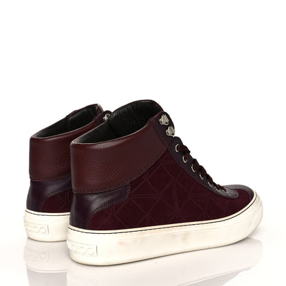 Jimmy Choo Calfskin Suede Mens High Top Sneaker 42 Dark Red 4 of 7