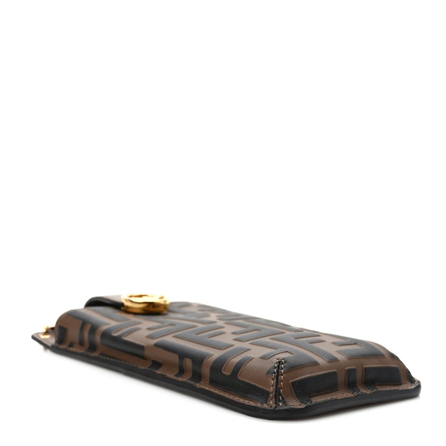 Vitello Soft F is Fendi Bi-Color FF 1974 Embossed Phone Pouch Maya Black