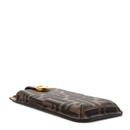 Fendi Vitello Soft F is Fendi Bi-Color FF 1974 Embossed Phone Pouch Maya Black 3 of 8