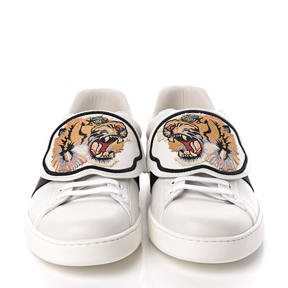 Gucci Calfskin Ayers Web Tiger Embroidered Mens Ace Sneakers 12 White 2 of 8