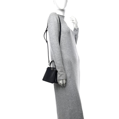 Fendi Vitello King Shiny Nappa Intreccio Petite Peekaboo I SEE U Satchel Midnight 2 of 10