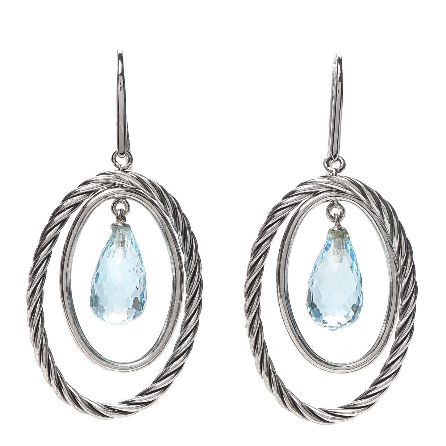 Sterling Silver Blue Topaz Mobile Drop Earrings