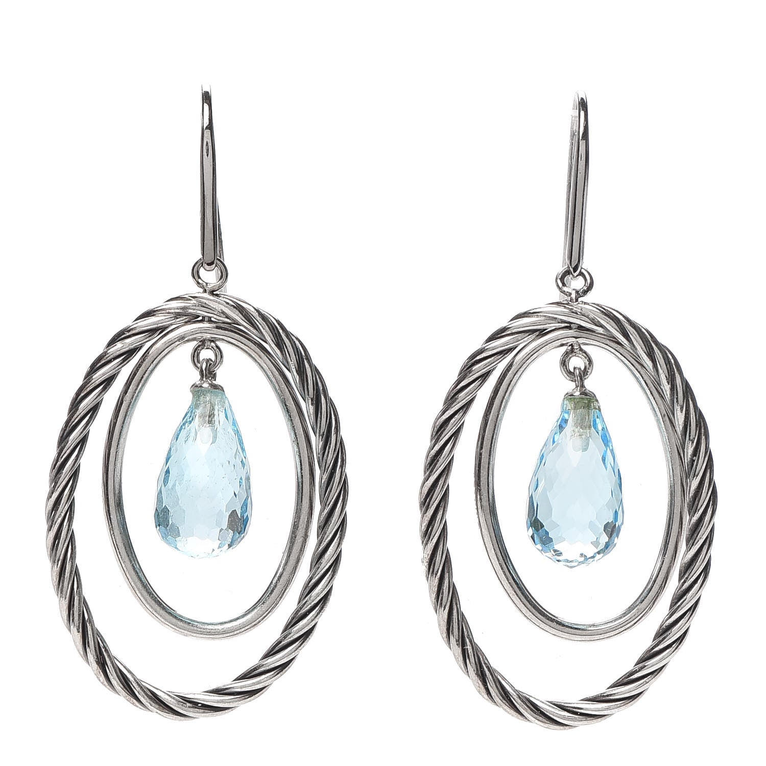 David Yurman Sterling Silver Blue Topaz Mobile Drop Earrings 1 of 5