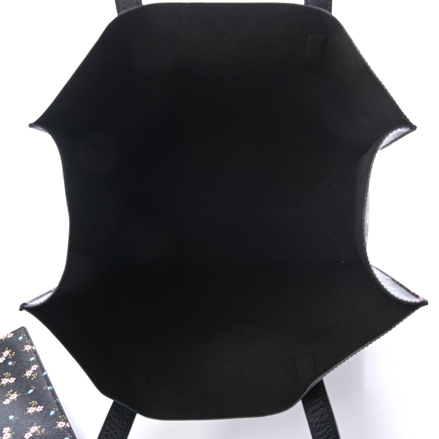 Coated Canvas Hibiscus Print Medium Stargate Shopper Tote Black Multicolor