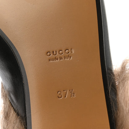 Gucci Calfskin Fur Womens Princetown Slippers 37.5 Black 6 of 8