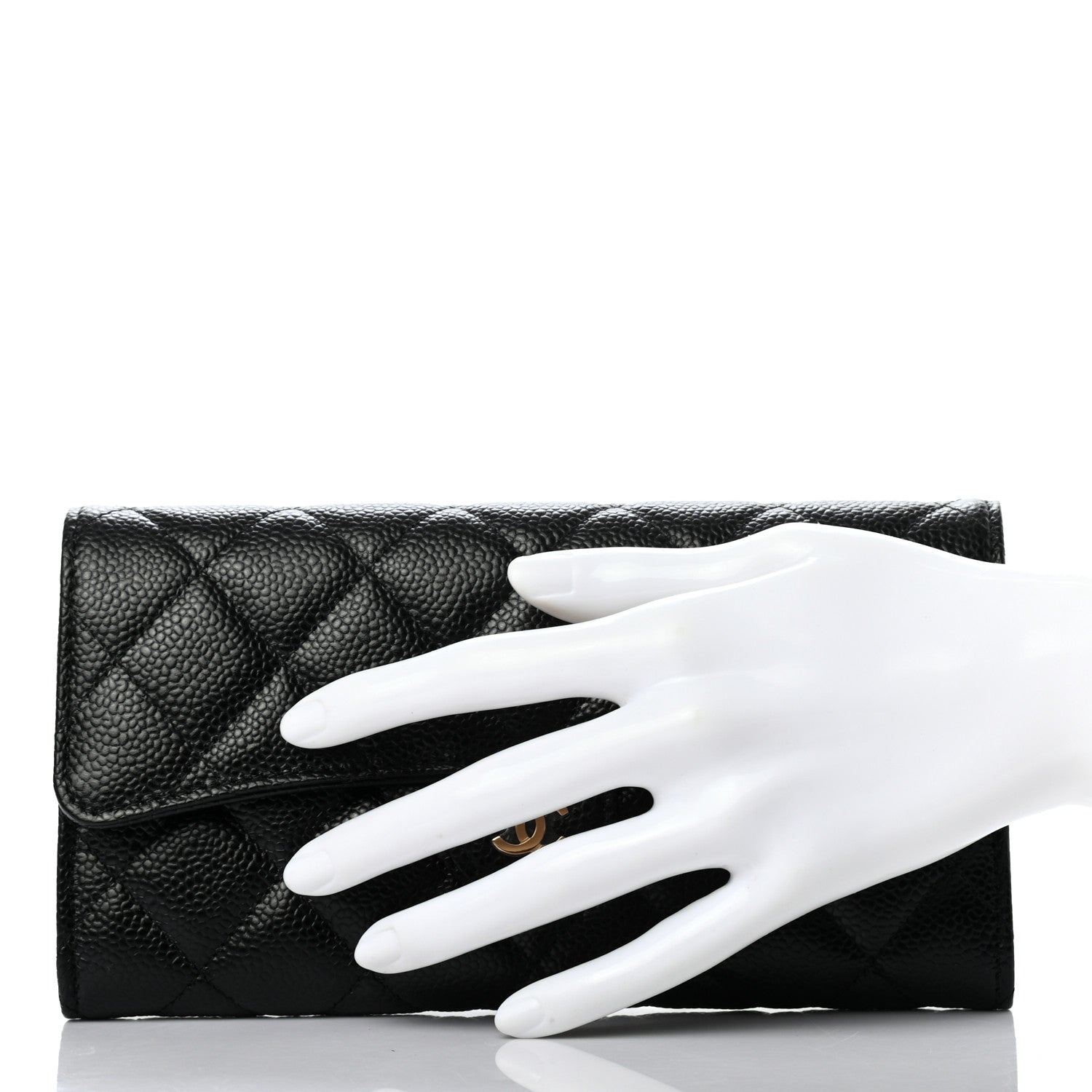 Chanel Caviar Quilted Large Gusset Flap Wallet Black 1 of 7