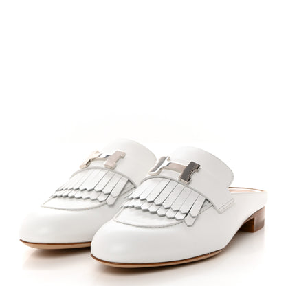 Hermes Goatskin Rivoli Mules 36.5 White 4 of 9