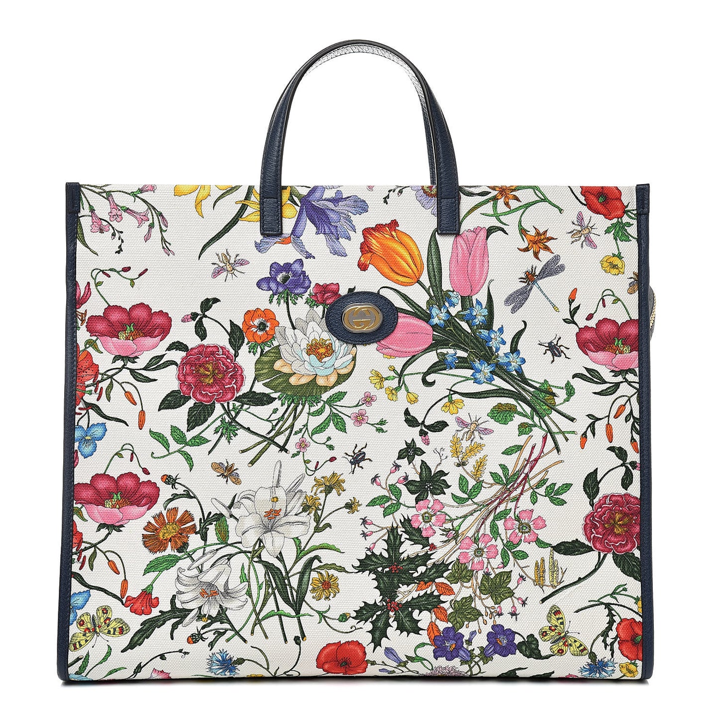 Canvas Large Flora Tote Navy Multicolor