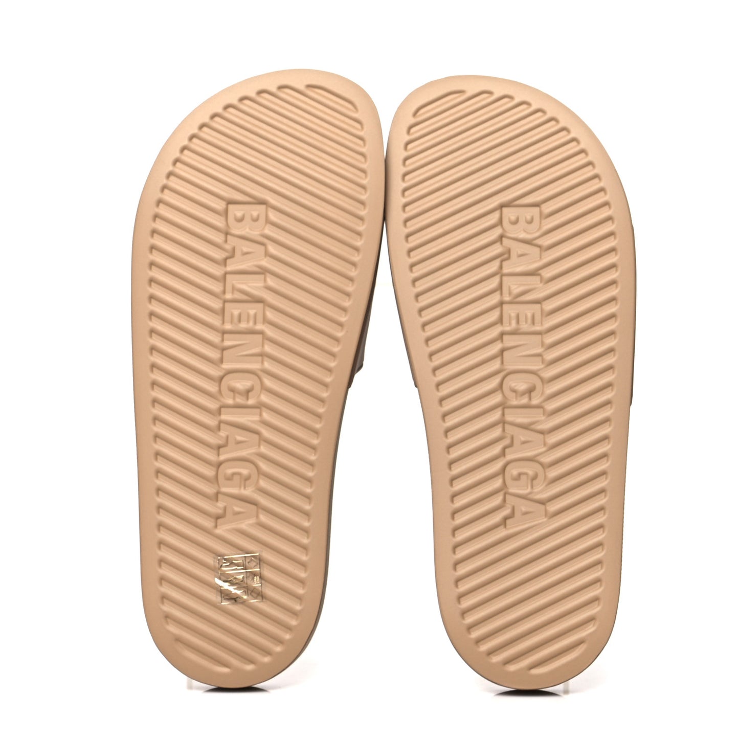 Rubber Logo Mens Pool Slide Sandals 39 Beige Black