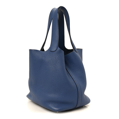 Hermes Taurillon Clemence Picotin Lock 22 MM Bleu Brighton 3 of 10