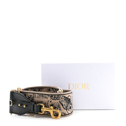 Christian Dior Canvas Embroidered Plan de Paris Shoulder Strap Black White 5 of 5