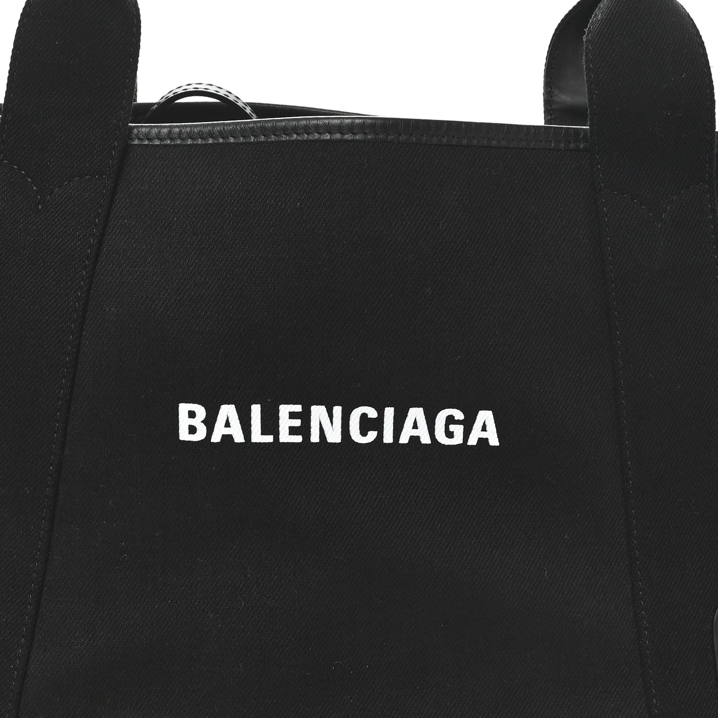 Cotton Canvas Calfskin S Navy Cabas Black