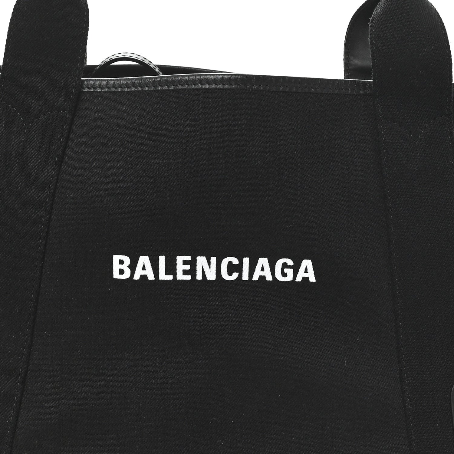 Balenciaga Cotton Canvas Calfskin S Navy Cabas Black 8 of 10