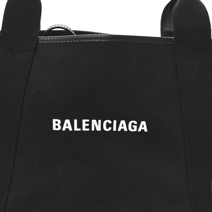 Balenciaga Cotton Canvas Calfskin S Navy Cabas Black 8 of 10