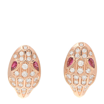Bulgari 18K Rose Gold Diamond Tourmaline Serpenti Seduttori Earrings 1 of 6