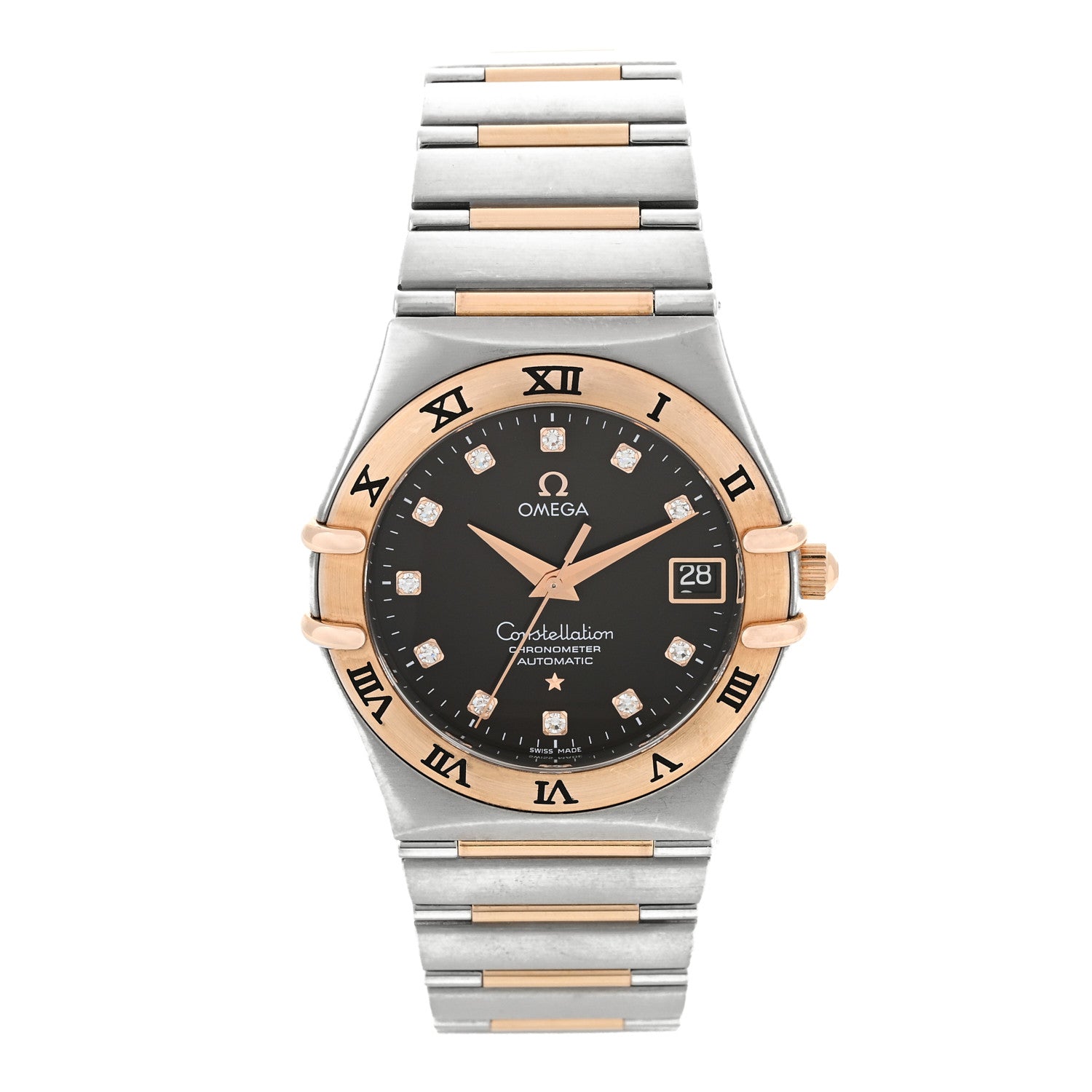 Omega Stainless Steel 18K Red Gold Diamond 35mm Constellation Automatic Watch Brown 1301.60.00 1 of 5