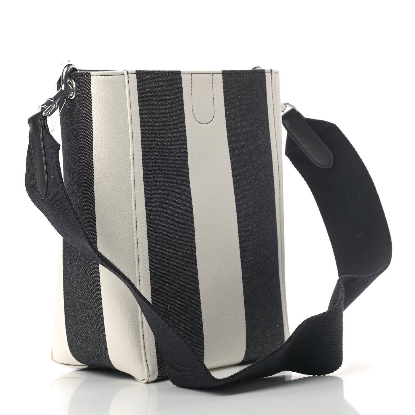 Textured Canvas Small Sangle Bucket Bag Black