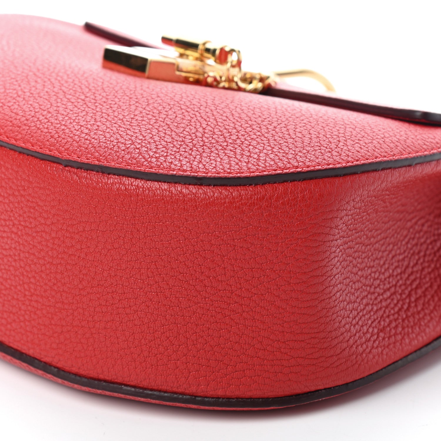 Chloe Grained Lambskin Drew Shoulder Bag Plaid Red 7 of 8