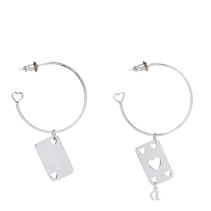 Christian Dior Heart Tag Hoop Earrings Silver 2 of 4