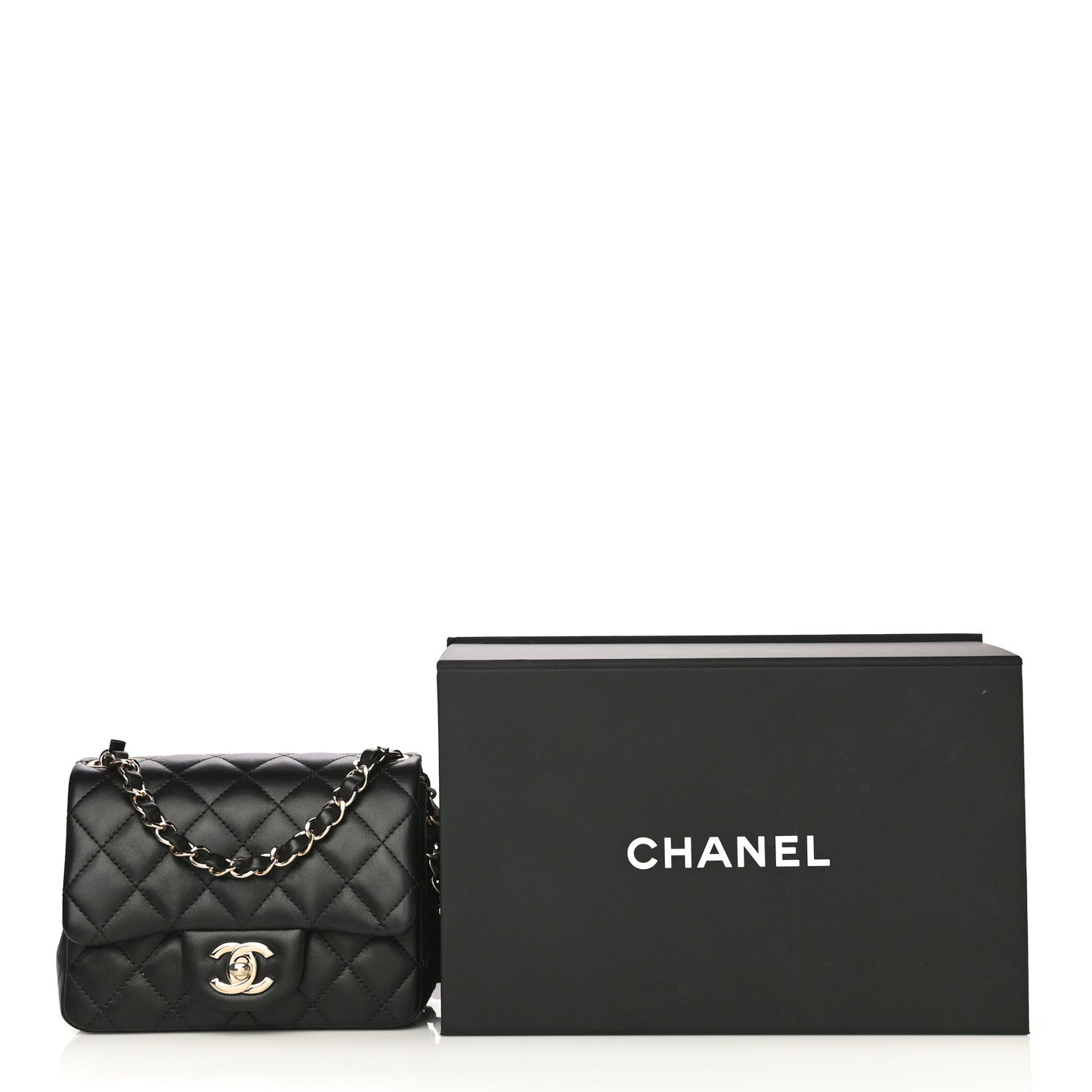 Lambskin Quilted Mini Square Flap Black