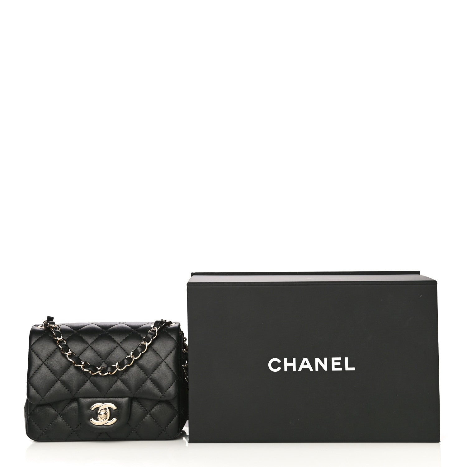 Chanel Lambskin Quilted Mini Square Flap Black 10 of 10