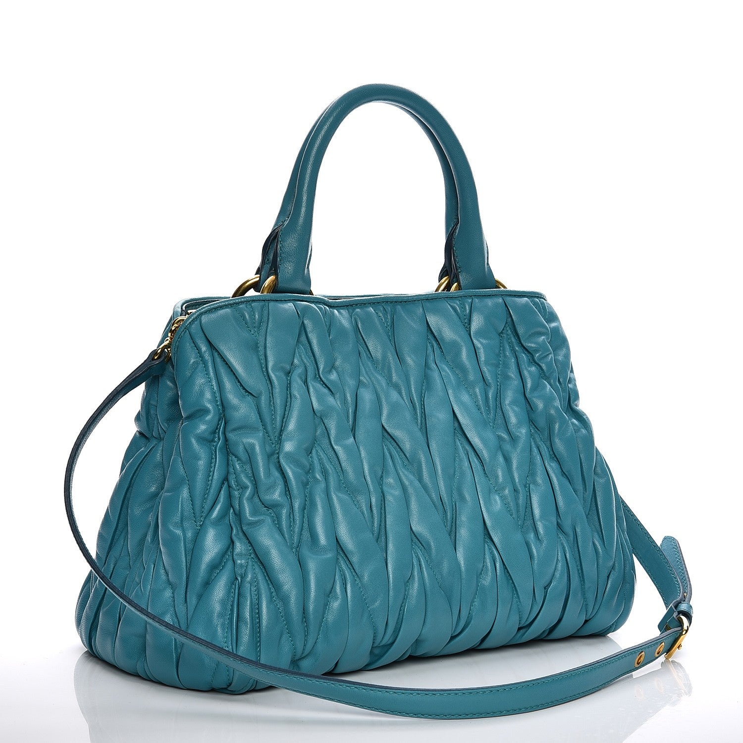 Miu Miu Nappa Matelasse Tote Turchese 4 of 9